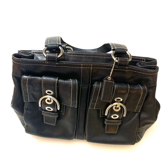 COACH Soho Vintage Doctor's Bag Double Pocket Satchel Style #F08A09, black - Picture 6 of 6